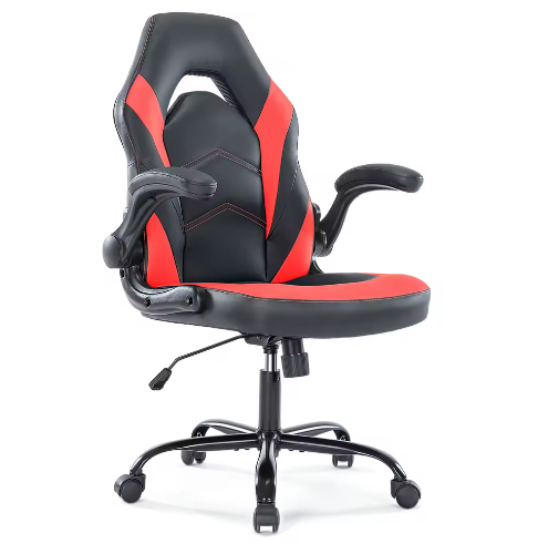 Ergonomische Gaming Bureaustoel van PU-Leer – Verstelbaar met Opklapbare Armleuningen en Schommelfunctie