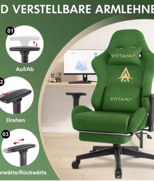 Ergonomische Gaming Bureaustoel met Pocket Spring Kussen, Verstelbare Armleuningen en Voetsteun