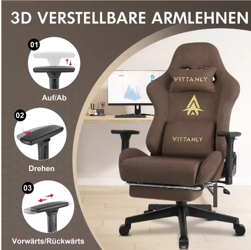 Ergonomische Gaming Bureaustoel met Pocket Spring Kussen, Verstelbare Armleuningen en Voetsteun