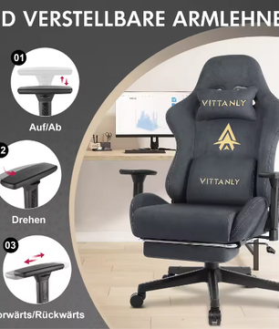 Ergonomische Gaming Bureaustoel met Pocket Spring Kussen, Verstelbare Armleuningen en Voetsteun