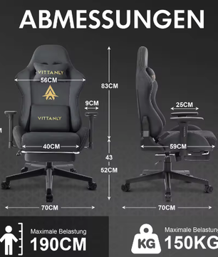 Ergonomische Gaming Bureaustoel met Pocket Spring Kussen, Verstelbare Armleuningen en Voetsteun