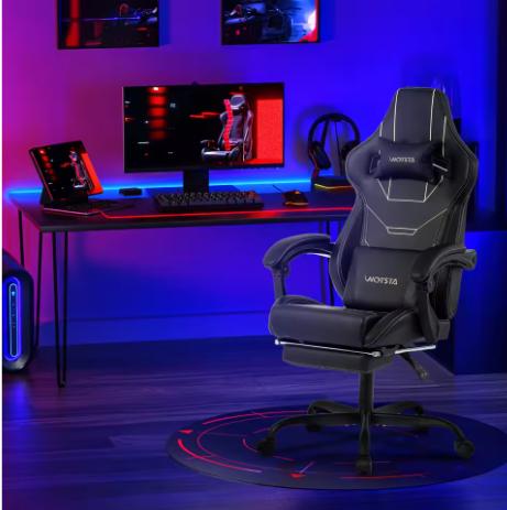 Ergonomische gaming bureaustoel met voetsteun en verstelbare hoogte