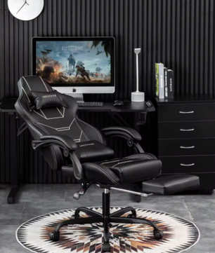 Ergonomische gaming bureaustoel met voetsteun en verstelbare hoogte