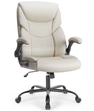 Ergonomische bureaustoel met opklapbare armleuningen – PU-leer, heavy duty en draaibaar