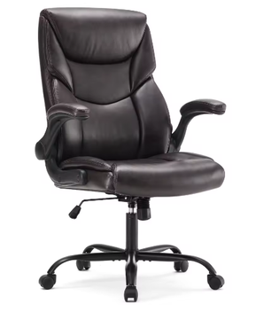 Ergonomische bureaustoel met opklapbare armleuningen – PU-leer, heavy duty en draaibaar