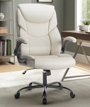 Ergonomische bureaustoel met opklapbare armleuningen – PU-leer, heavy duty en draaibaar