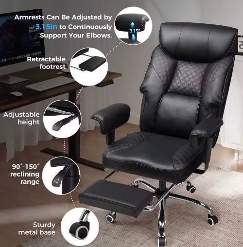 Ergonomische Gaming Bureaustoel voor Zware Personen met Voetsteun