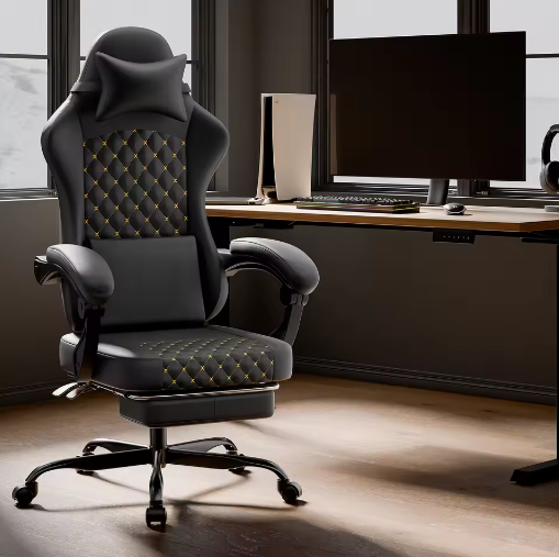 Ergonomische Leren Gamingstoel met Massage en Voetsteun tot 150 kg