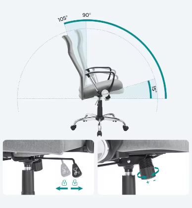 Ergonomische bureaustoel met ademende mesh en verstelbare zithoogte
