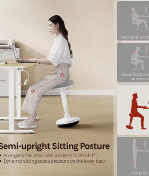 Ergonomische Schommelkruk met Verstelbare Hoogte – 360° Draaibare Bureaukruk voor Thuis en Kantoor