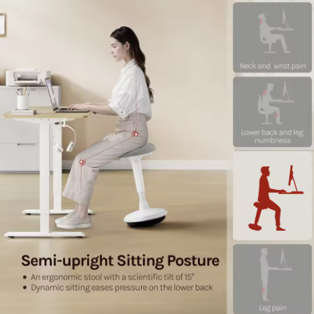 Ergonomische Schommelkruk met Verstelbare Hoogte – 360° Draaibare Bureaukruk voor Thuis en Kantoor