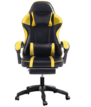 Ergonomische Gamingstoel met Voetsteun – Hoge Rugleuning, Hoofd- en Lumbaalsteun, PU-Lederen Bureaustoel