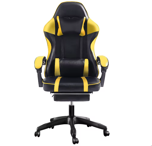 Ergonomische Gamingstoel met Voetsteun – Hoge Rugleuning, Hoofd- en Lumbaalsteun, PU-Lederen Bureaustoel