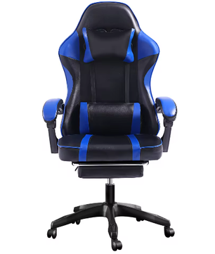 Ergonomische Gamingstoel met Voetsteun – Hoge Rugleuning, Hoofd- en Lumbaalsteun, PU-Lederen Bureaustoel