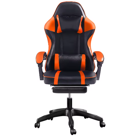 Ergonomische Gamingstoel met Voetsteun – Hoge Rugleuning, Hoofd- en Lumbaalsteun, PU-Lederen Bureaustoel