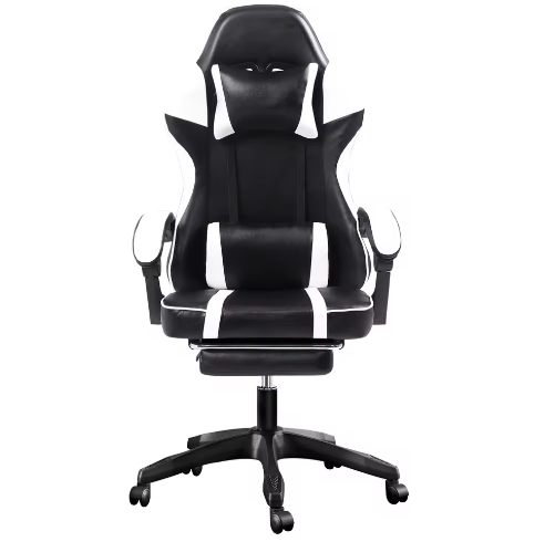 Ergonomische Gamingstoel met Voetsteun – Hoge Rugleuning, Hoofd- en Lumbaalsteun, PU-Lederen Bureaustoel