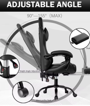 Ergonomische Gamingstoel Met Voetsteun – Verstelbare Bureaustoel Voor Volwassenen