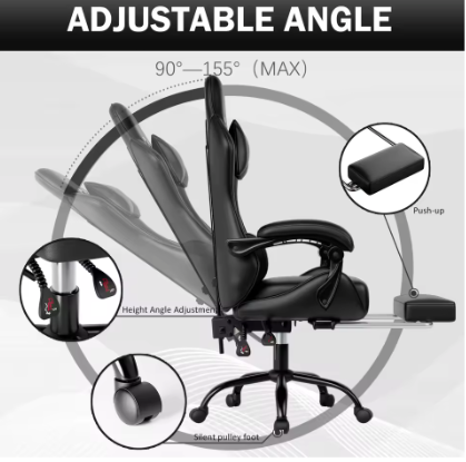 Ergonomische Gamingstoel Met Voetsteun – Verstelbare Bureaustoel Voor Volwassenen