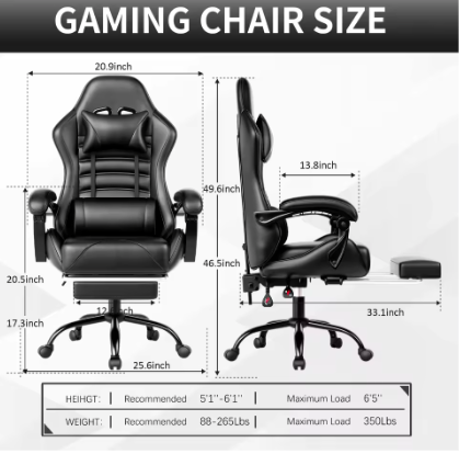 Ergonomische Gamingstoel Met Voetsteun – Verstelbare Bureaustoel Voor Volwassenen