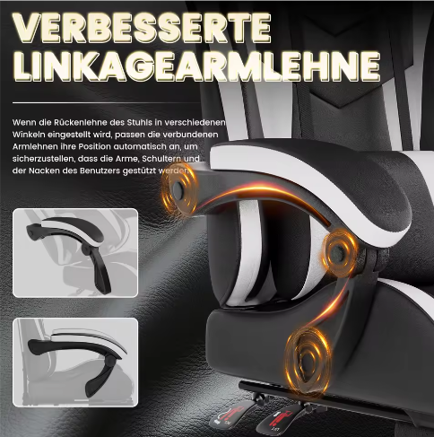 Ergonomische Gamingstoel met Voetsteun – Bureaustoel Met Lendenkussen en Hoofdsteun