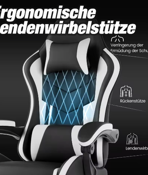 Ergonomische Gamingstoel met Voetsteun – Bureaustoel Met Lendenkussen en Hoofdsteun