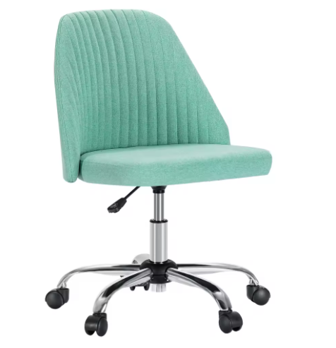 Armloze Verstelbare Bureaustoel met Rugleuning en Wielen – Moderne Draaistoel van Stof voor Thuis en Kantoor