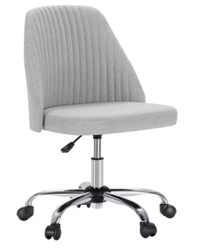 Armloze Verstelbare Bureaustoel met Rugleuning en Wielen – Moderne Draaistoel van Stof voor Thuis en Kantoor