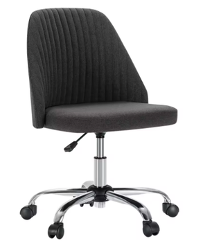 Armloze Verstelbare Bureaustoel met Rugleuning en Wielen – Moderne Draaistoel van Stof voor Thuis en Kantoor