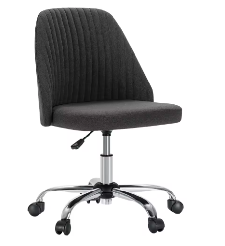 Armloze Verstelbare Bureaustoel met Rugleuning en Wielen – Moderne Draaistoel van Stof voor Thuis en Kantoor