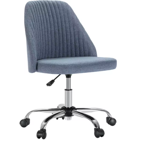 Armloze Verstelbare Bureaustoel met Rugleuning en Wielen – Moderne Draaistoel van Stof voor Thuis en Kantoor