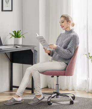 Armloze Verstelbare Bureaustoel met Rugleuning en Wielen – Moderne Draaistoel van Stof voor Thuis en Kantoor