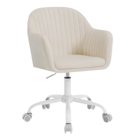 Fluwelen Bureaustoel met Rugleuning – Ergonomische Draaistoel in Hoogte Verstelbaar, Make-up en Kantoorstoel met Wielen