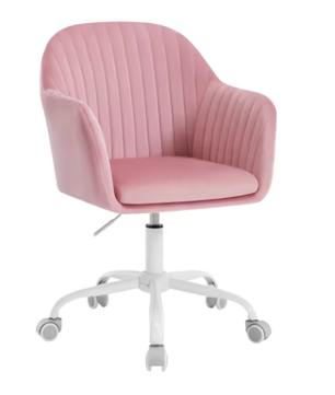 Fluwelen Bureaustoel met Rugleuning – Ergonomische Draaistoel in Hoogte Verstelbaar, Make-up en Kantoorstoel met Wielen