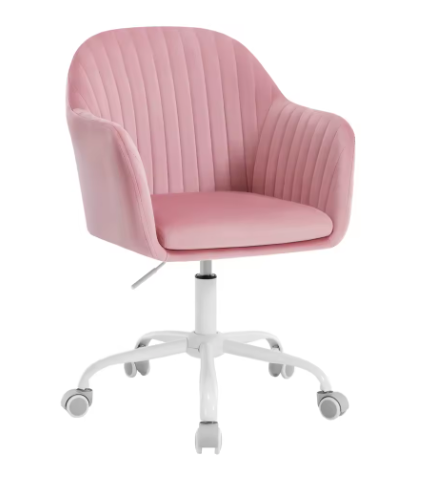 Fluwelen Bureaustoel met Rugleuning – Ergonomische Draaistoel in Hoogte Verstelbaar, Make-up en Kantoorstoel met Wielen