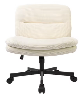 Armloze bureaustoel voor thuiskantoor – ergonomische stoffen kaptafelstoel met gekruiste poten, in hoogte verstelbaar