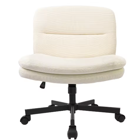 Armloze bureaustoel voor thuiskantoor – ergonomische stoffen kaptafelstoel met gekruiste poten, in hoogte verstelbaar