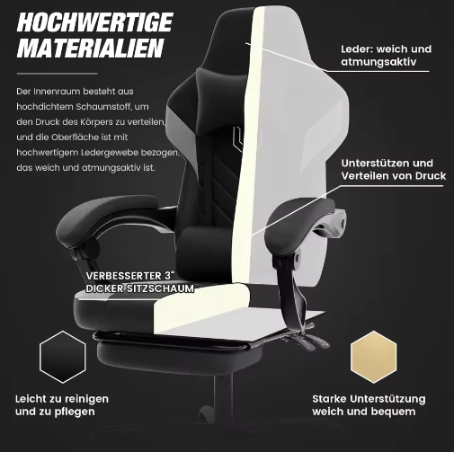 Ergonomische Gamingstoel – Verstelbare Bureaustoel met Hoofdsteun en Hoogteverstelling