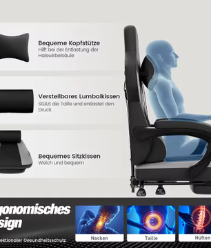 Ergonomische Gamingstoel – Verstelbare Bureaustoel met Hoofdsteun en Hoogteverstelling