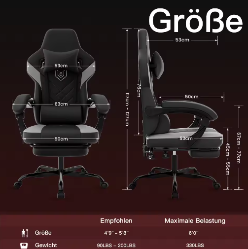 Ergonomische Gamingstoel – Verstelbare Bureaustoel met Hoofdsteun en Hoogteverstelling