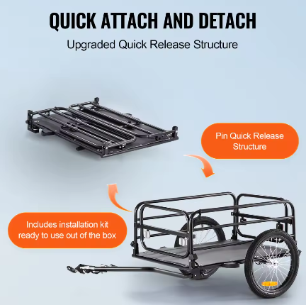 Opvouwbare Fietskar met 40,6 cm Wielen – Fietsvrachtwagen tot 72 kg Draagvermogen