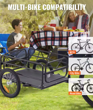 Opvouwbare Fietskar met 40,6 cm Wielen – Fietsvrachtwagen tot 72 kg Draagvermogen