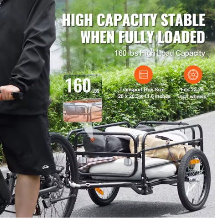 Opvouwbare Fietskar met 40,6 cm Wielen – Fietsvrachtwagen tot 72 kg Draagvermogen