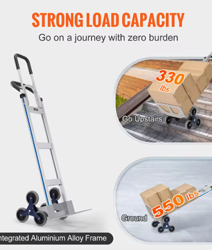 Trapklimwagen met Driehoekswielen – Opvouwbare Heavy Duty Transporttrolley met Dubbele Handgrepen