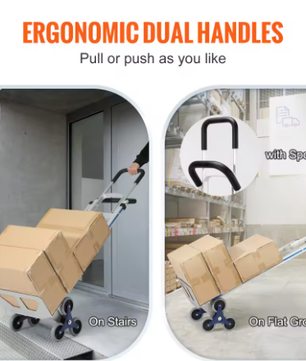 Trapklimwagen met Driehoekswielen – Opvouwbare Heavy Duty Transporttrolley met Dubbele Handgrepen
