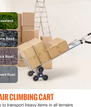 Trapklimwagen met Driehoekswielen – Opvouwbare Heavy Duty Transporttrolley met Dubbele Handgrepen