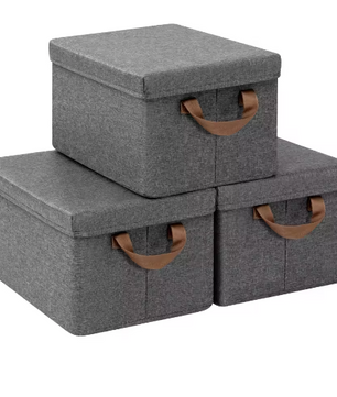 Opvouwbare Stoffen Opbergdozen met Deksel en Handvatten – Set van 3 of 5 Stuks