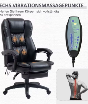 Ergonomische Bureaustoel met Massagefunctie – Verstelbare Directiestoel in Kunstleer