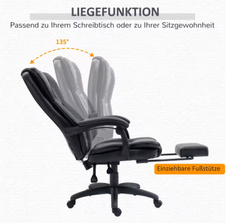 Ergonomische Bureaustoel met Massagefunctie – Verstelbare Directiestoel in Kunstleer