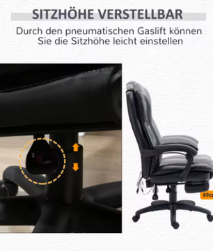 Ergonomische Bureaustoel met Massagefunctie – Verstelbare Directiestoel in Kunstleer