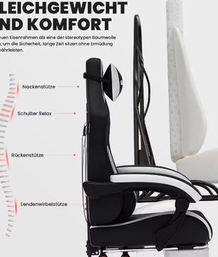 Ergonomische Gamingstoel met Hoofdsteun en Lendensteun – Verstelbare Draaistoel voor Kantoor en Gaming, Comfortabel en Ondersteunend